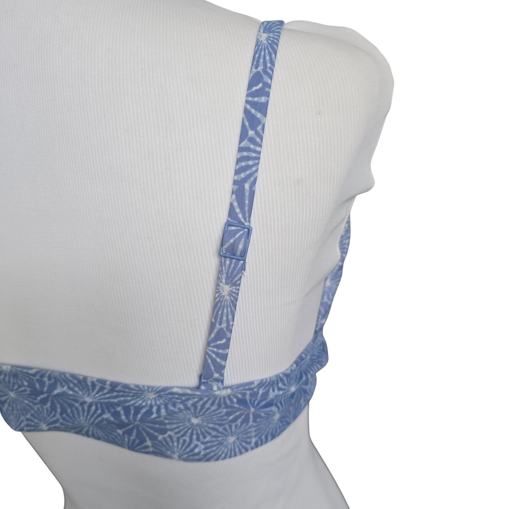 Aerie Real Good Blue White Sunburst Triangle Bikini Top Large Adjustable Straps - Picture 3 of 5